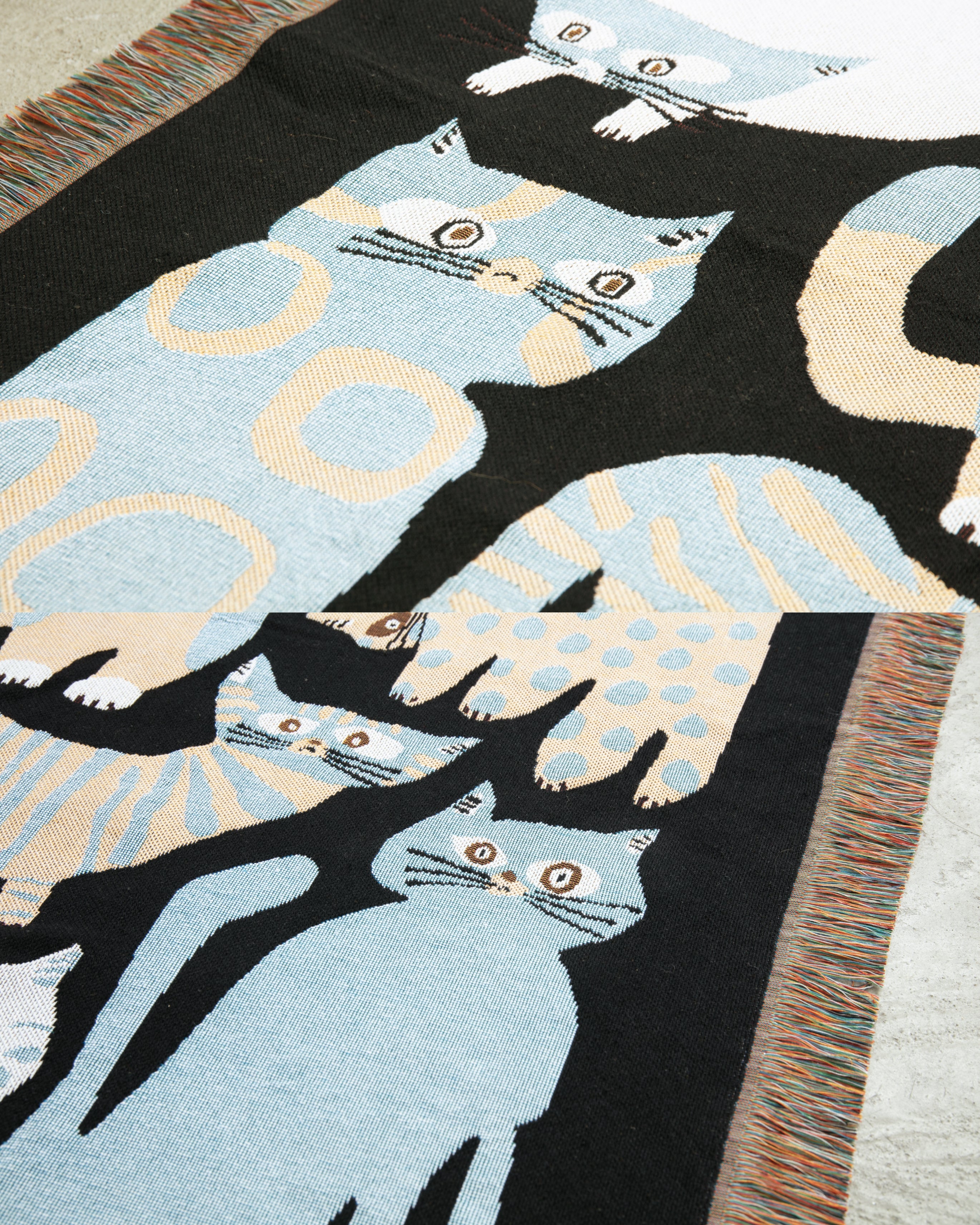 MULTI BLANKET “nekomoyou” | 坪井香保里の猫模様ブランケット。暮らし