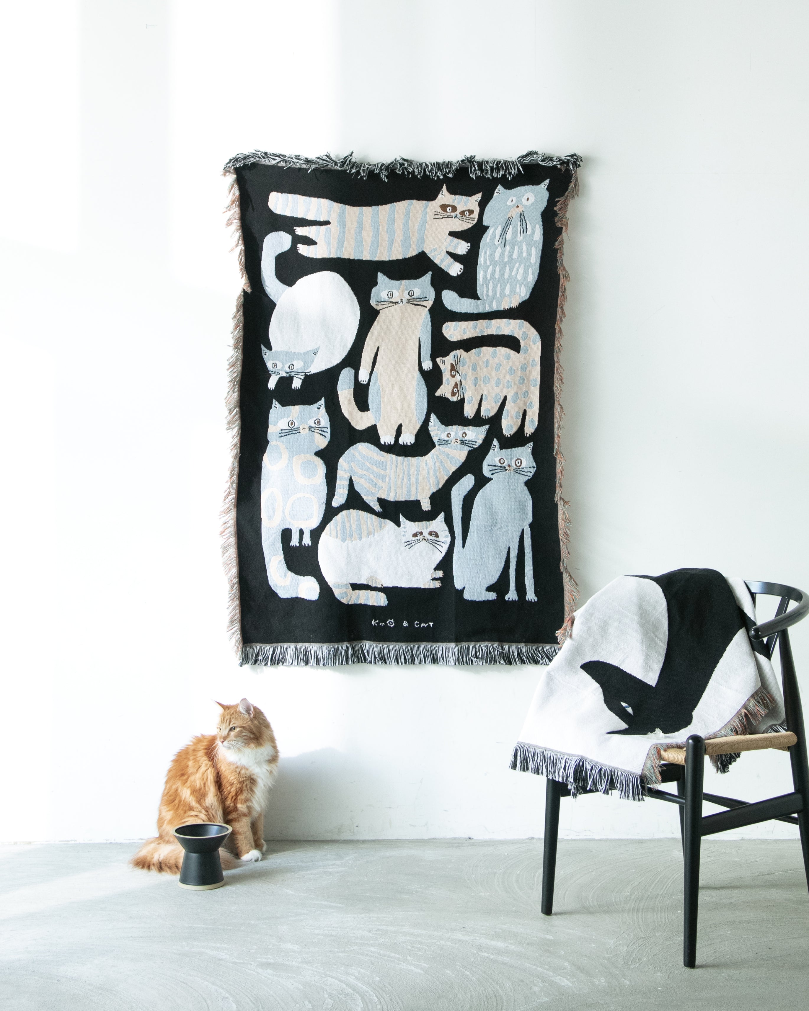 MULTI BLANKET “nekomoyou” | 坪井香保里の猫模様ブランケット。暮らし